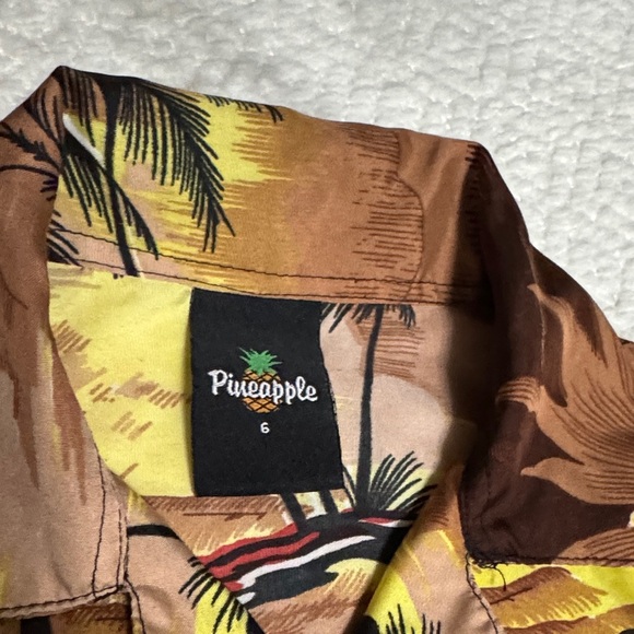 Pineapple Tropical Adventure Kids Button Down Shirt Size 6 - Picture 2 of 4